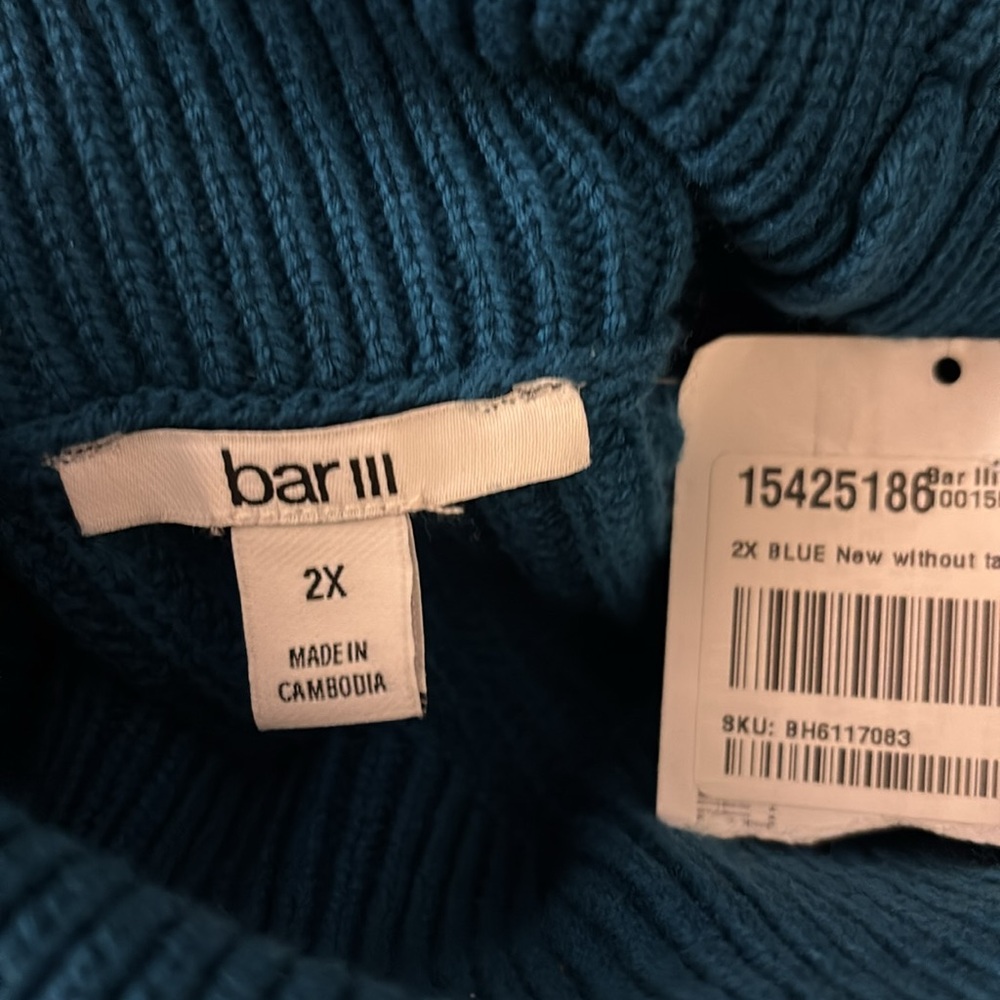 Bar III Teal V-Neck Sweater - Picture 2 of 2